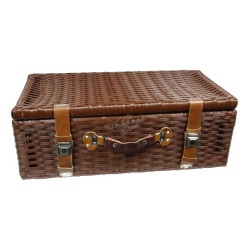 plastic suitcase, light brown