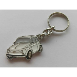 keyring Fiat 500, white